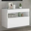 TV staliukas Sieninė TV spintelė su LED lemputėmis, balta, 60x30x40cm