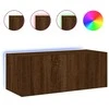 TV staliukas Sieninė TV spintelė su LED lemputėmis, ruda ąžuolo, 80x35x31cm