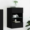 TV staliukas Sieninė TV spintelė su LED lemputėmis, juoda, 40x30x60,5cm