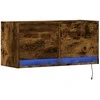 TV staliukas Sieninė TV spintelė su LED lemputėmis, dūminė, 80x31x35cm