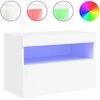 TV staliukas Sieninė TV spintelė su LED lemputėmis, balta, 60x30x40cm