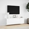 TV staliukas Sieninė TV spintelė su LED lemputėmis, balta, 135x31x39,5cm