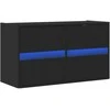 TV staliukas Sieninė TV spintelė su LED lemputėmis, juoda, 80x31x45cm