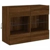 TV staliukas Sieninė TV spintelė su LED lemputėmis, ruda, 78,5x30x60,5cm