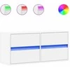 TV staliukas Sieninė TV spintelė su LED lemputėmis, balta, 100x31x45cm