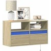 TV staliukas Sieninė TV spintelė su LED lemputėmis, ąžuolo, 80x31x45cm