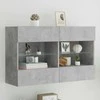TV staliukas Sieninė TV spintelė su LED lemputėmis, betono, 98,5x30x60,5cm