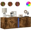 TV staliukas Sieninė TV spintelė su LED lemputėmis, dūminė, 100x31x35cm