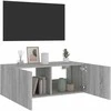 TV staliukas Sieninė TV spintelė su LED lemputėmis, pilka ąžuolo, 80x35x31cm