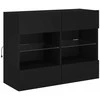 TV staliukas Sieninė TV spintelė su LED lemputėmis, juoda, 78,5x30x60,5cm