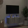 TV staliukas Sieninė TV spintelė su LED lemputėmis, pilka ąžuolo, 80x35x31cm