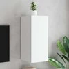 TV staliukas Sieninė TV spintelė su LED lemputėmis, balta, 30,5x35x70cm