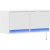 TV staliukas Sieninė TV spintelė su LED lemputėmis, balta, 80x31x35cm