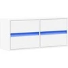 TV staliukas Sieninė TV spintelė su LED lemputėmis, balta, 100x31x45cm