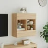 TV staliukas Sieninė TV spintelė su LED lemputėmis, ąžuolo, 58,5x30x60,5cm