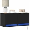 TV staliukas Sieninė TV spintelė su LED lemputėmis, juoda, 80x31x35cm