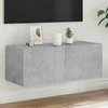 TV staliukas Sieninė TV spintelė su LED lemputėmis, betono pilka, 80x35x31cm