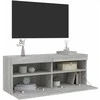 TV staliukas Sieninė TV spintelė su LED lemputėmis, pilka, 100x30x40cm