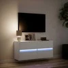 TV staliukas Sieninė TV spintelė su LED lemputėmis, balta, 100x31x45cm
