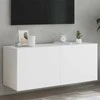 TV staliukas Sieninė TV spintelė su LED lemputėmis, balta, 100x35x41cm