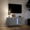 TV staliukas Sieninė TV spintelė su LED lemputėmis, pilka, 80x31x35cm