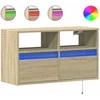 TV staliukas Sieninė TV spintelė su LED lemputėmis, ąžuolo, 80x31x45cm
