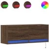 TV staliukas Sieninė TV spintelė su LED lemputėmis, ruda ąžuolo, 100x31x35cm