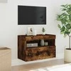 TV staliukas Sieninė TV spintelė su LED lemputėmis, dūminė, 60x30x40cm