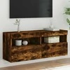 TV staliukas Sieninė TV spintelė su LED lemputėmis, dūminė, 100x30x40cm