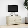 TV staliukas Sieninė TV spintelė su LED lemputėmis, ąžuolo, 80x31x45cm