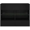 TV staliukas Sieninė TV spintelė su LED lemputėmis, juoda, 78,5x30x60,5cm