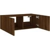 TV staliukas Sieninė TV spintelė su LED lemputėmis, ruda ąžuolo, 80x35x31cm