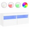 TV staliukas Sieninė TV spintelė su LED lemputėmis, balta, 100x30x40cm