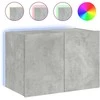 TV staliukas Sieninė TV spintelė su LED lemputėmis, betono pilka, 60x35x41cm