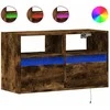 TV staliukas Sieninė TV spintelė su LED lemputėmis, dūminė, 80x31x45cm