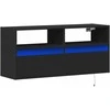 TV staliukas Sieninė TV spintelė su LED lemputėmis, juoda, 100x31x45cm