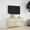 TV staliukas Sieninė TV spintelė su LED lemputėmis, ąžuolo, 100x31x45cm
