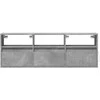 TV staliukas Sieninė TV spintelė su LED lemputėmis, betono, 130x31x45 cm