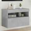TV staliukas Sieninė TV spintelė su LED lemputėmis, betono pilka, 60x30x40cm
