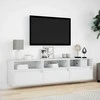 TV staliukas Sieninė TV spintelė su LED lemputėmis, balta, 180x31x45cm