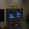 TV staliukas Sieninė TV spintelė su LED lemputėmis, dūminė, 78,5x30x60,5cm