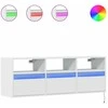 TV staliukas Sieninė TV spintelė su LED lemputėmis, balta, 130x31x45 cm