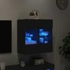TV staliukas Sieninė TV spintelė su LED lemputėmis, juoda, 58,5x30x60,5cm