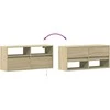 TV staliukas Sieninė TV spintelė su LED lemputėmis, ąžuolo, 100x31x45cm