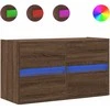 TV staliukas Sieninė TV spintelė su LED lemputėmis, ruda ąžuolo, 80x31x45cm