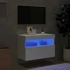 TV staliukas Sieninė TV spintelė su LED lemputėmis, balta, 60x30x40cm