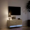 TV staliukas Sieninė TV spintelė su LED lemputėmis, ąžuolo, 80x31x35cm