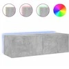 TV staliukas Sieninė TV spintelė su LED lemputėmis, betono, 100x35x31cm