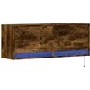 TV staliukas Sieninė TV spintelė su LED lemputėmis, dūminė, 100x31x35cm