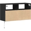 TV staliukas Sieninė TV spintelė su LED lemputėmis, juoda, 80x31x45cm